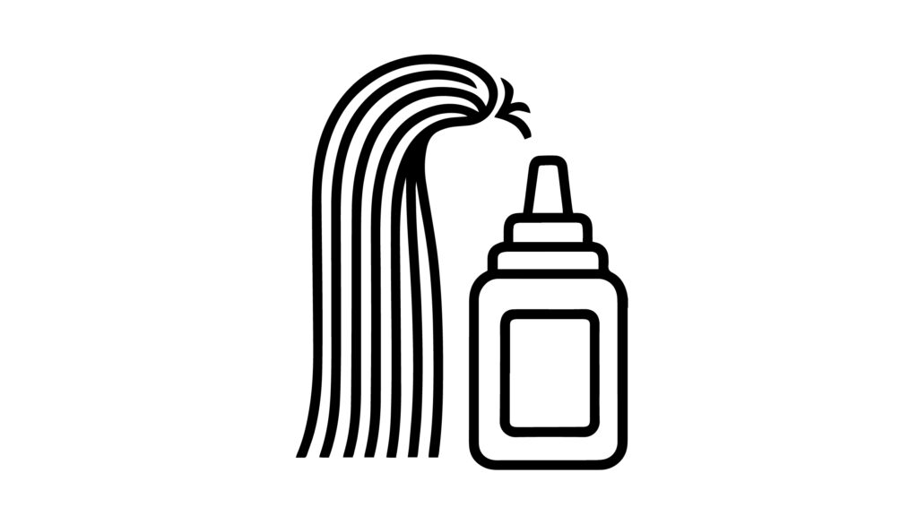 Hair and a bottle meaning the hair needs care