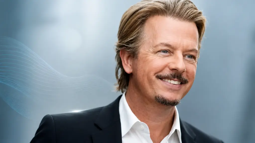 David Spade's hair is looking well brushed back