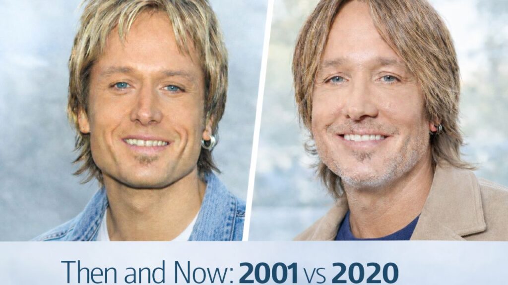 Keith Urban hair now and then