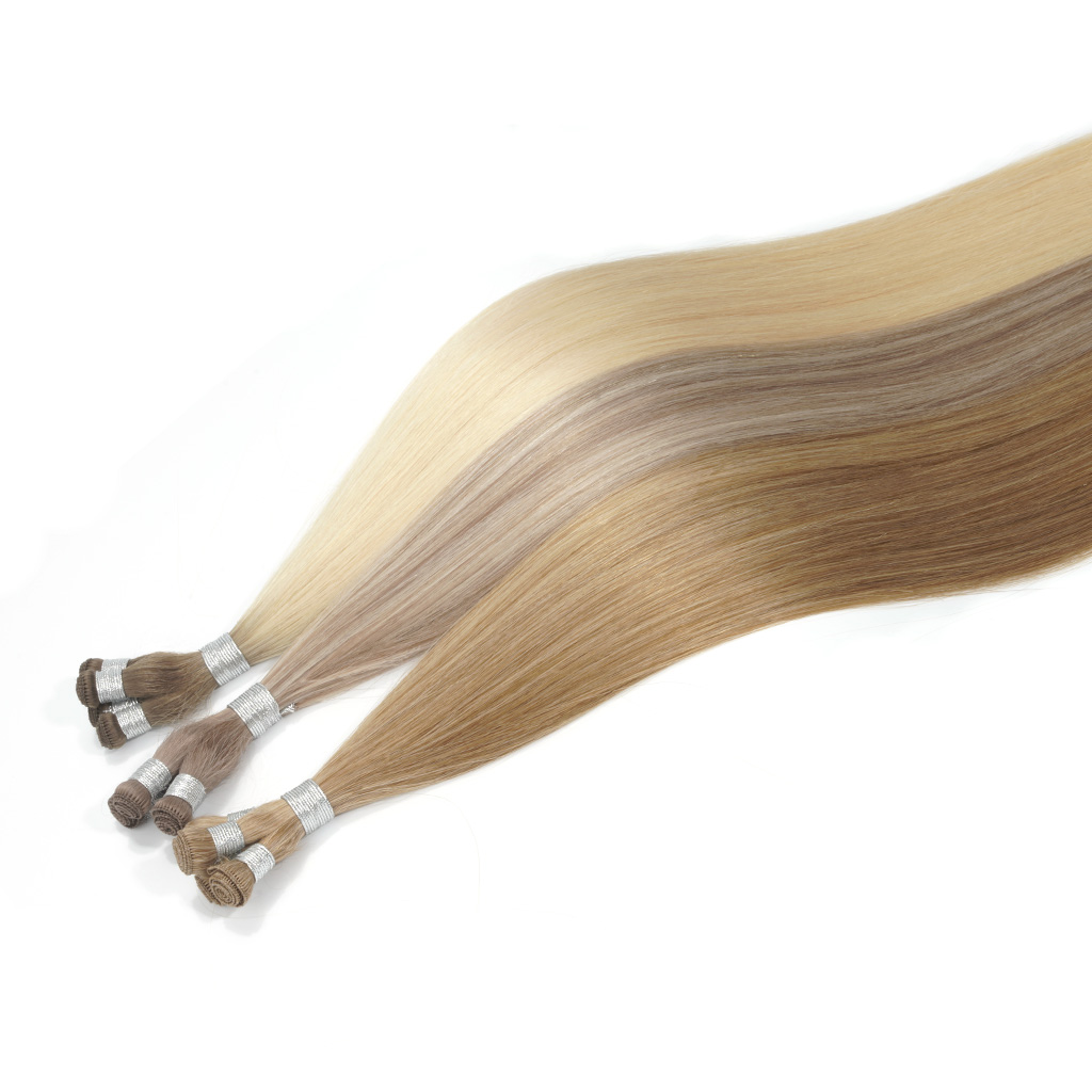 BEST HAND-TIED WEFT Hair Extensions 7-Star Full Cuticle Remy Hair in mocha and hazelnut