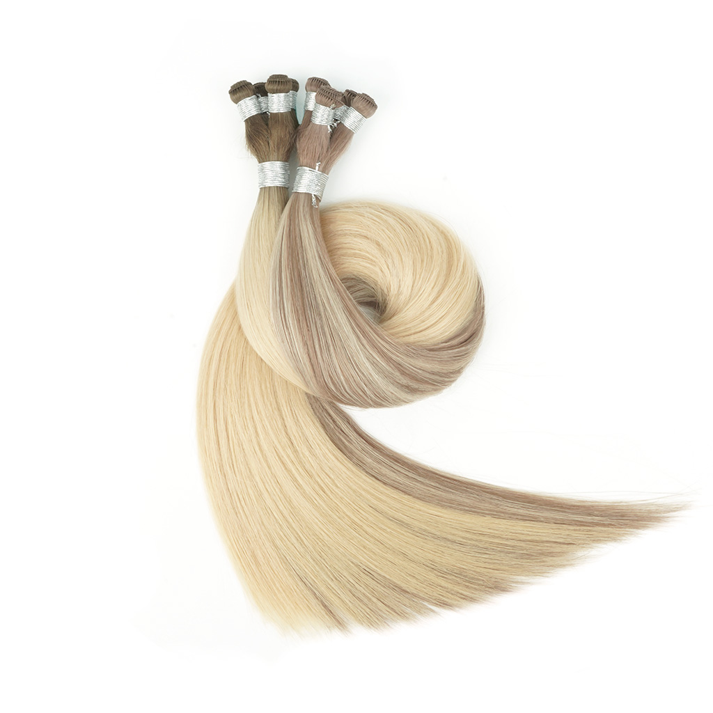BEST HAND-TIED WEFT Hair Extensions 7-Star Full Cuticle Remy Hair in mocha and hazelnut
