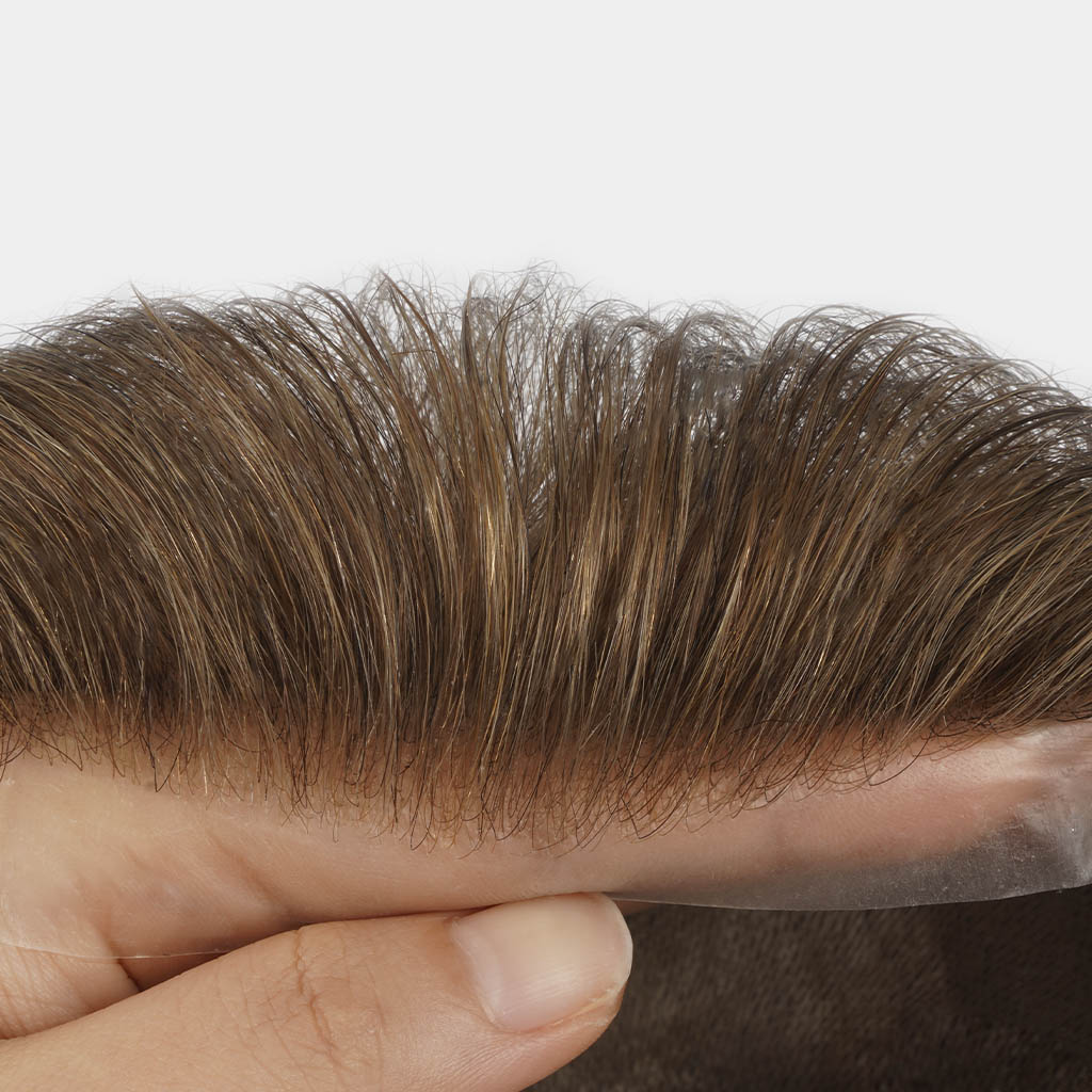 HS25-V0.03mm Ultra Thin Skin Men's Hair Systems With V-looped Human Hair Color 17 from newtimeshair