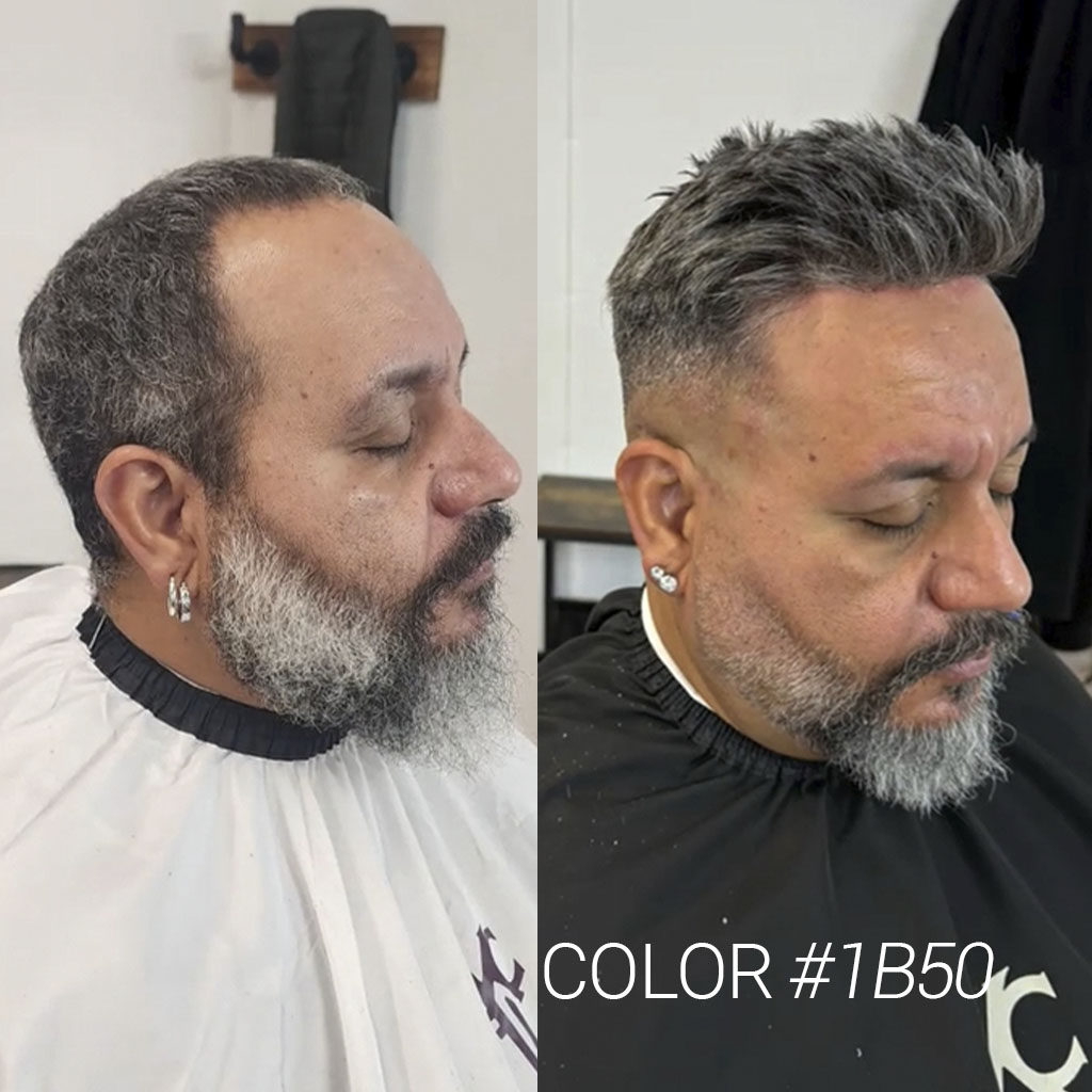 HS25-V0.03mm Ultra Thin Skin Men's Hair Systems With V-looped Human Hair before&after #1B50