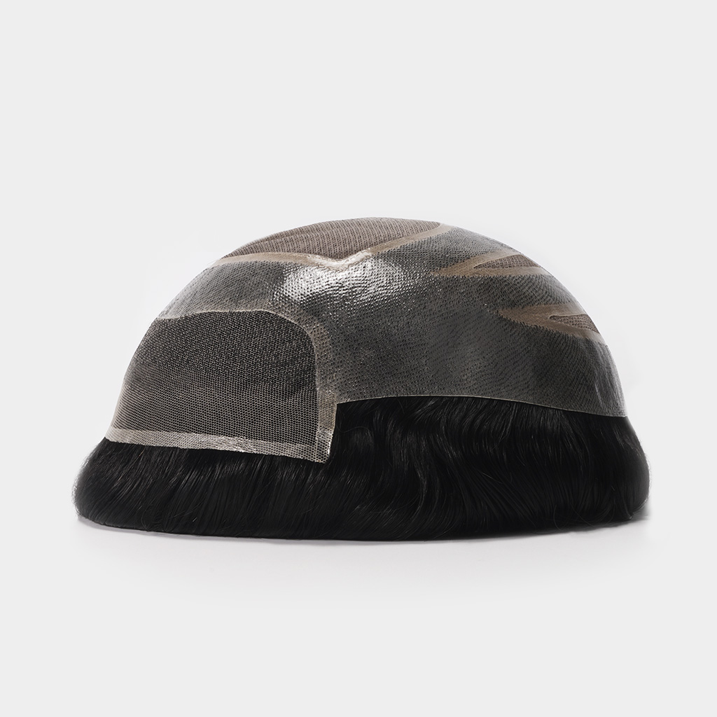 HS27P Fine Mono Hairpiece With Skin Gauze Perimeter and Lace Front