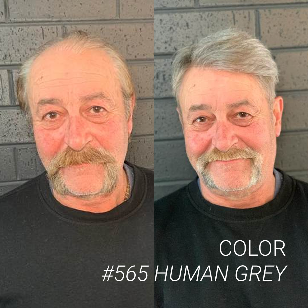 hs1v#565 Human Grey men's hair system before and after