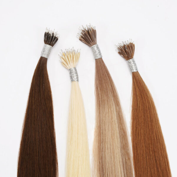 Nano ring hair extensions in four different shades