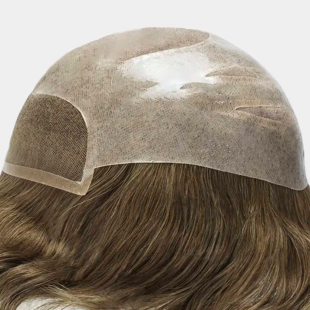 ADELINE Women's Fine Mono Hairpiece With Skin and Lace base