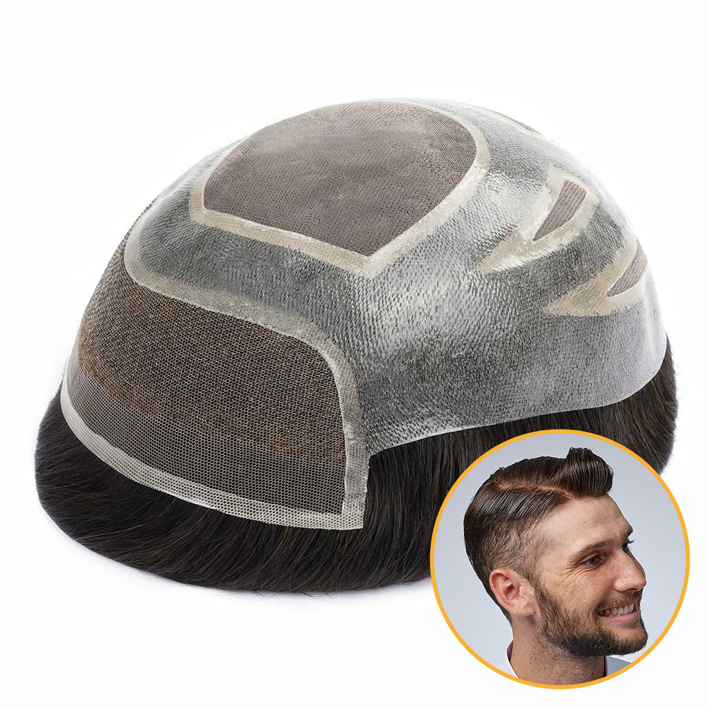HS27+ Mono Top Toupee with a Lace Front and a Skin Gauze Perimeter (20)