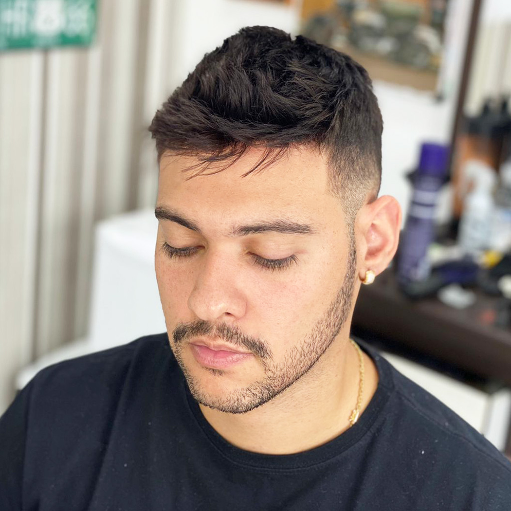 another look of man after having a LIGHT03 thin skin hair system attached