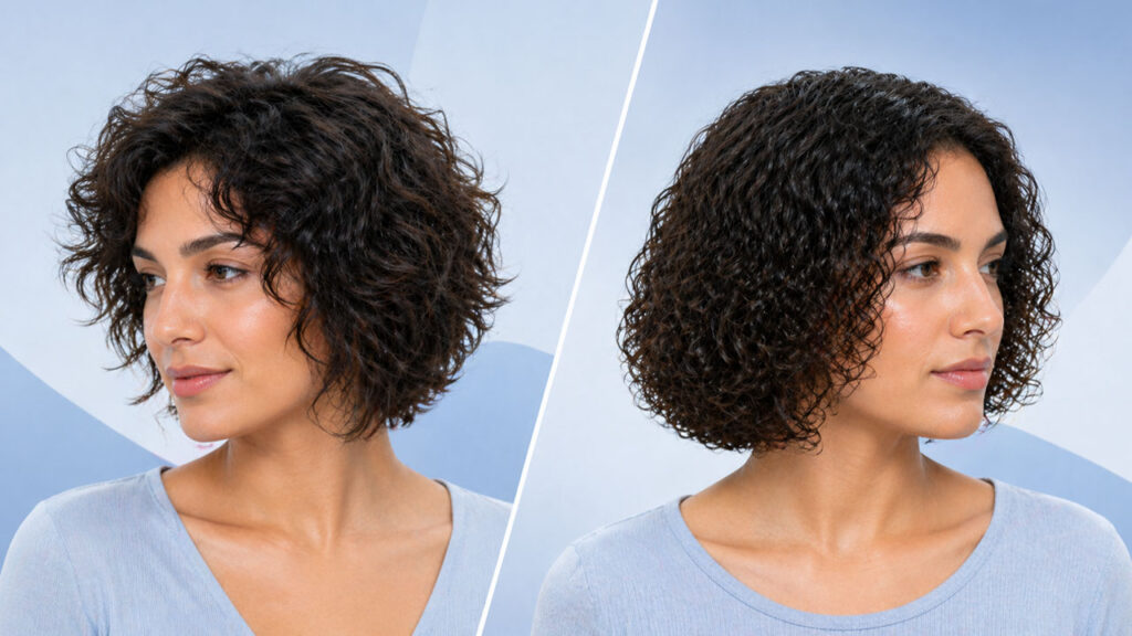 layered vs non layered hair - curly hair