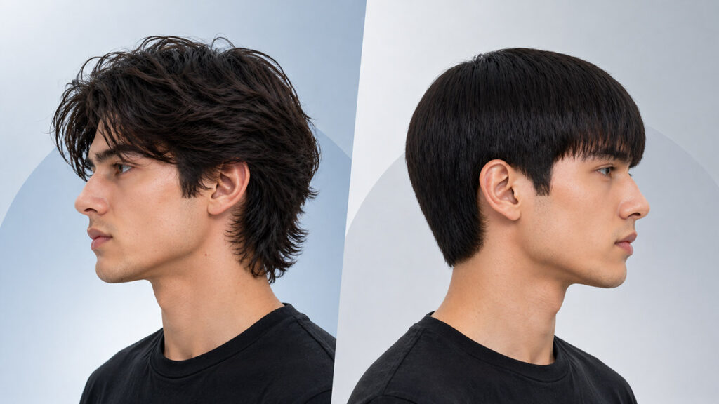 layered vs non layered hair: male