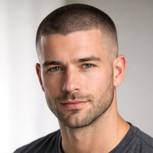 hairstyles for balding men - a man with a Buzz cut