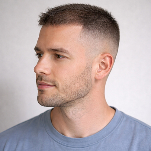 skin fade hairstyle with a short top