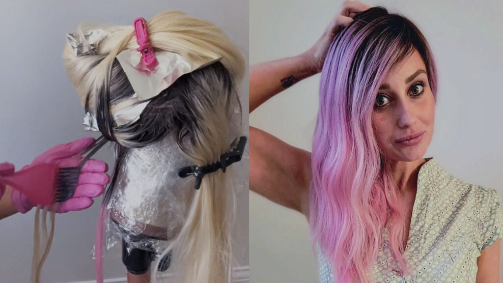 A woman holding her topper with new color, wondering: can you dye human hair toppers?