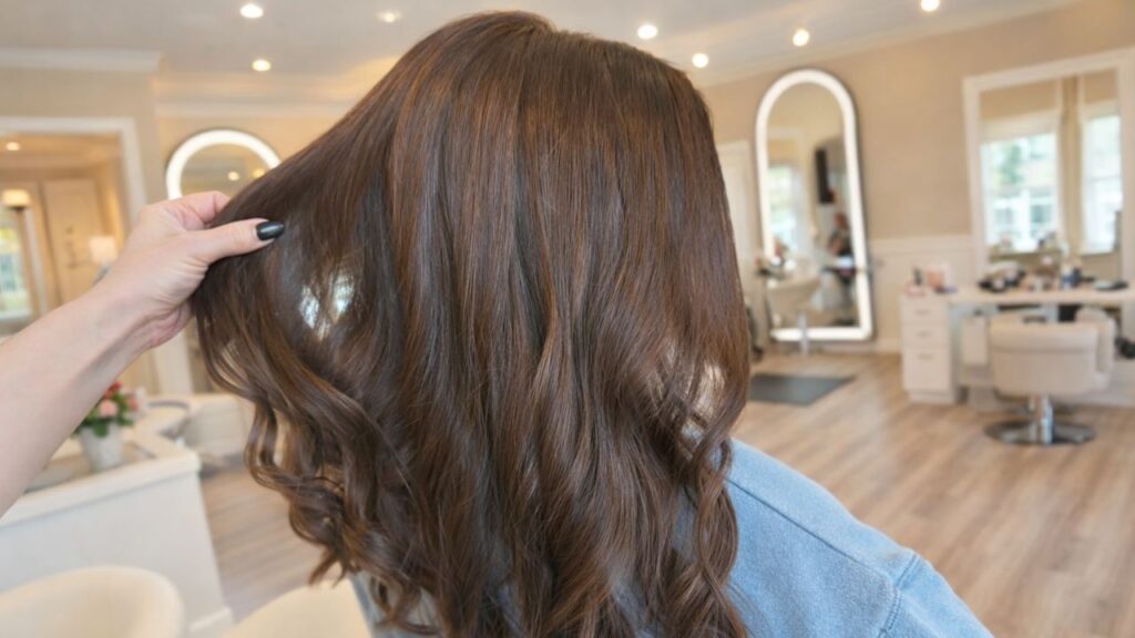woman wearing a brown hair wig - factors affecting wig lifespan