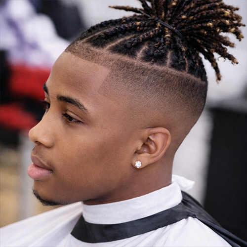 bald fade with locs
