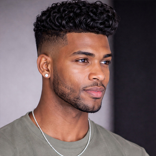 Brushed curls and curly pompadour for receding hairlines