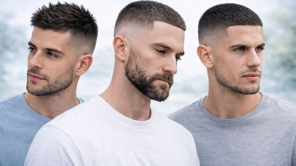 guys with buzz cuts and fades for receding hairlines