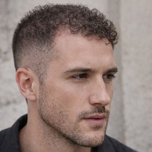 a guy with a curly high and tight