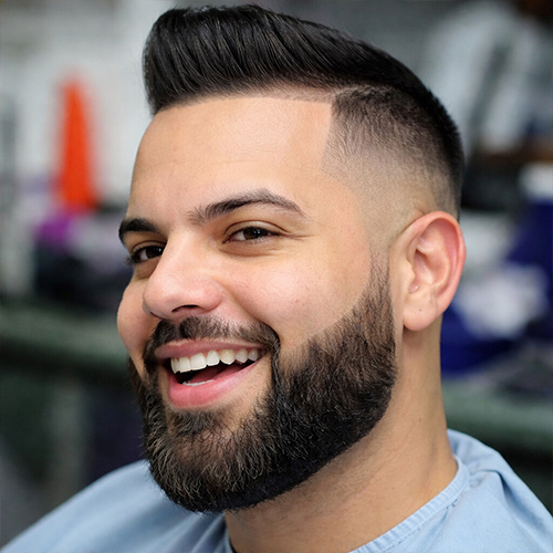 high fade with facial hair