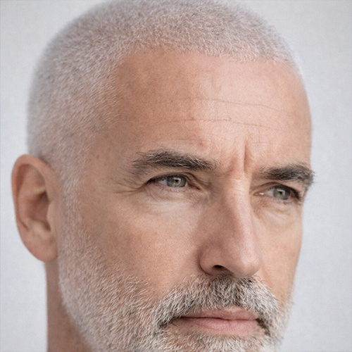 older guy with silver buzz cut