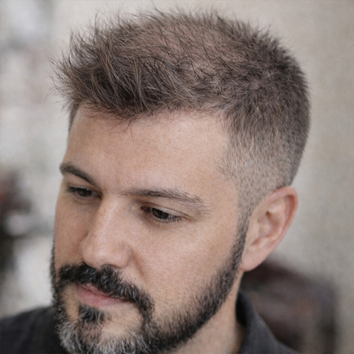 man with textured brush up