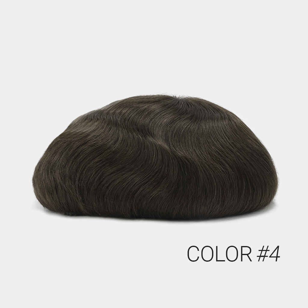 HS1R Thin Skin Men's Toupee Hair Systems 0.08 mm Remy Hair Transparent Poly Skin (2)