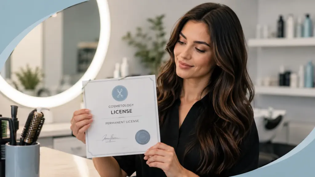 are hairstylist and cosmetology license permanent? a woman is holding one that's not true.