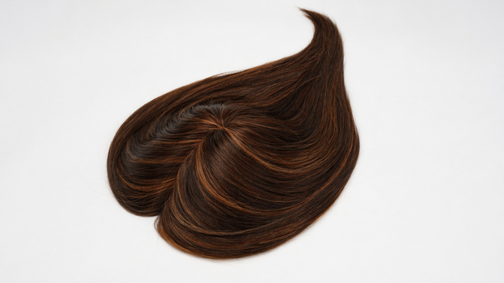 Natural custom human hair wig with spot highlights