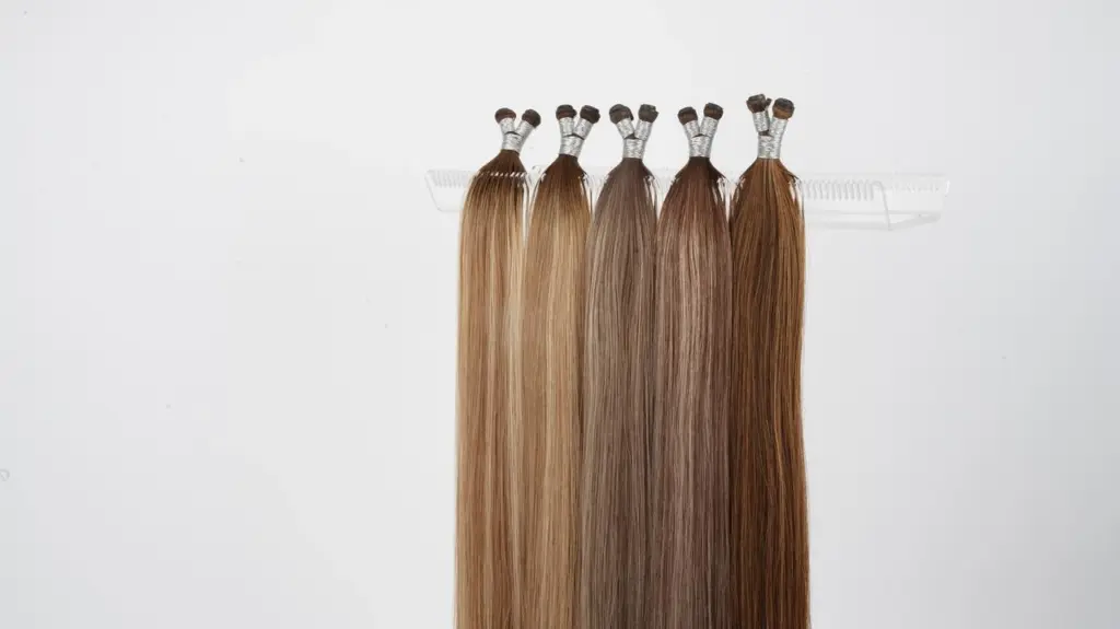 Remy human hair extension color samples used for professional color matching and quality control