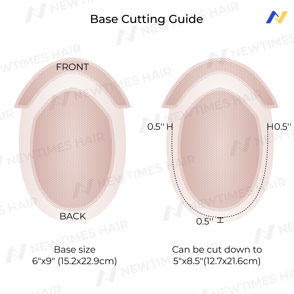 HOLLYWOOD-S HAIR SYSTEM FROM NEWTIMESHAIR WITH SIZE 6''x9''- base cutting guide