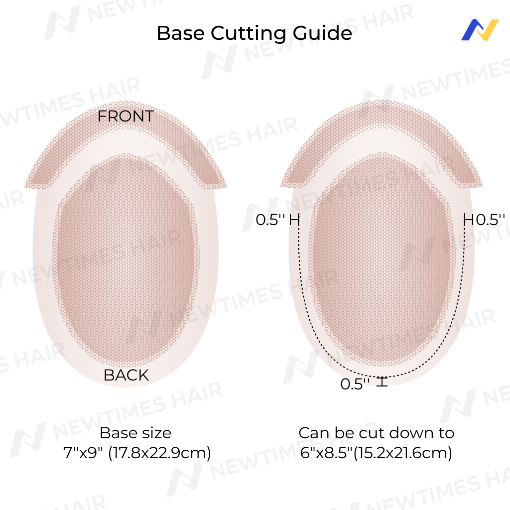 HOLLYWOOD-S HAIR SYSTEM FROM NEWTIMESHAIR WITH SIZE 7''x9''- base cutting guide