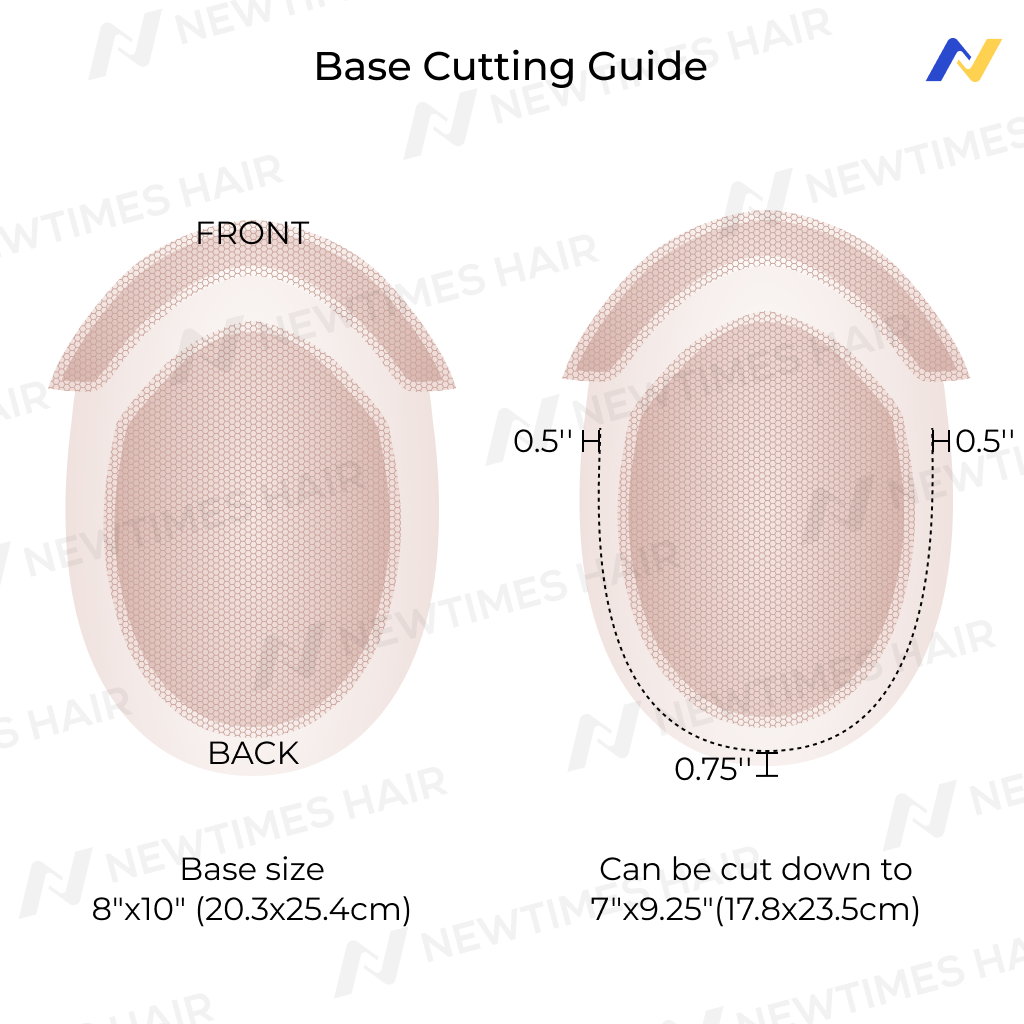 HOLLYWOOD-S HAIR SYSTEM FROM NEWTIMESHAIR WITH SIZE 8''x10''- base cutting guide