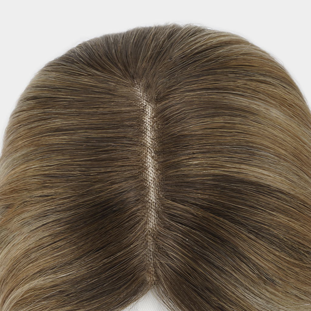 Chloe MT5x6 Remy mono hair topper showing natural top parting
