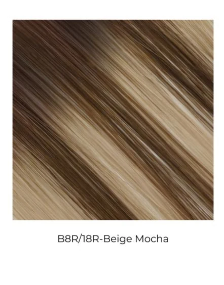 Beige Mocha cool brown bronde balayage hair extension shade in B8R/18R by NEW TIMES HAIR.