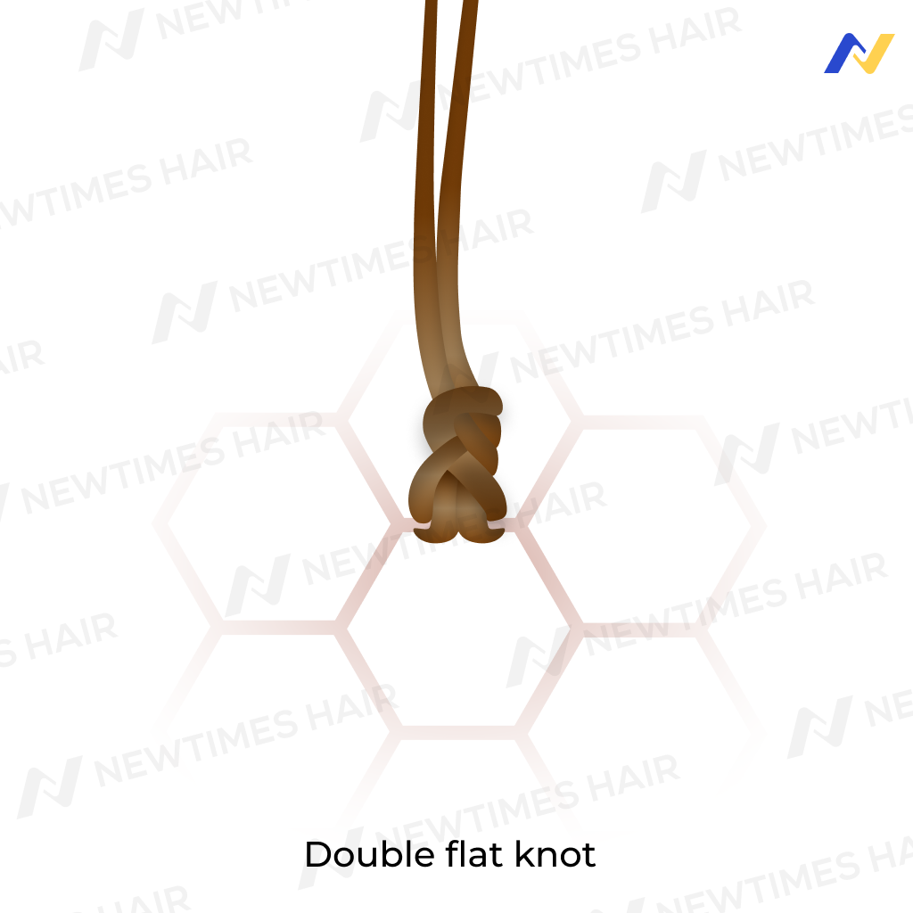 hair ventilation technique: Double flat knots