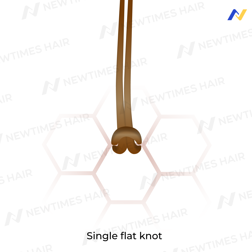 ventilating hair to the base: Single flat knots method