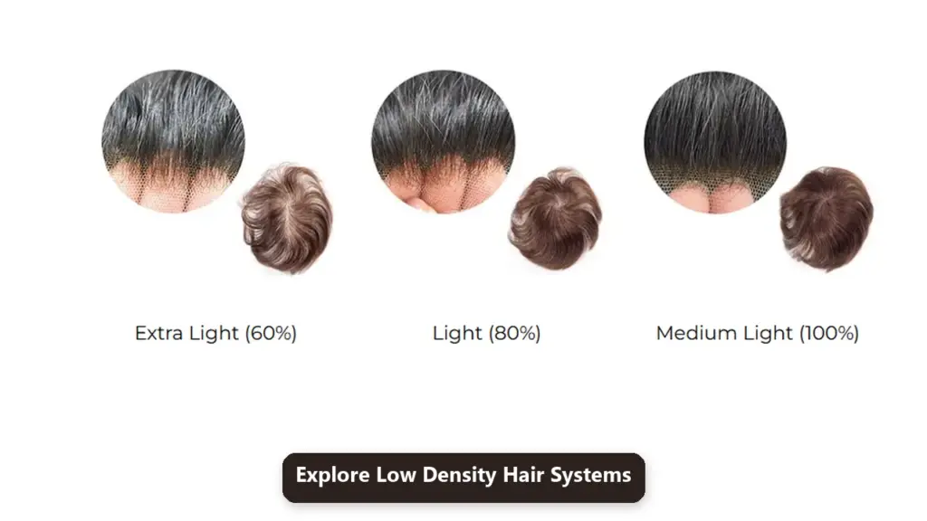 Comparison of extra light, light, and medium light hair system densities
