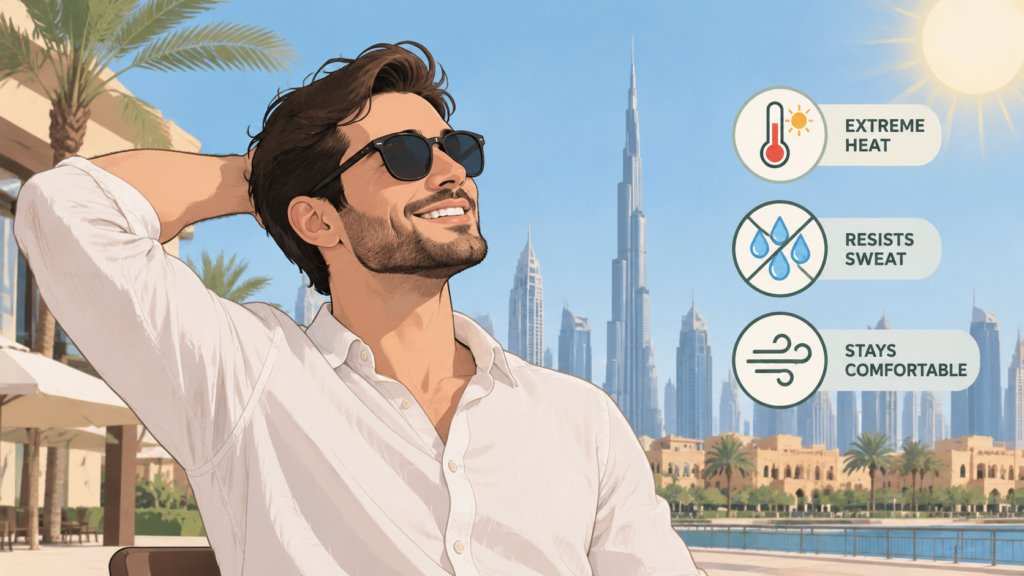 man wearing a hair system in Dubai